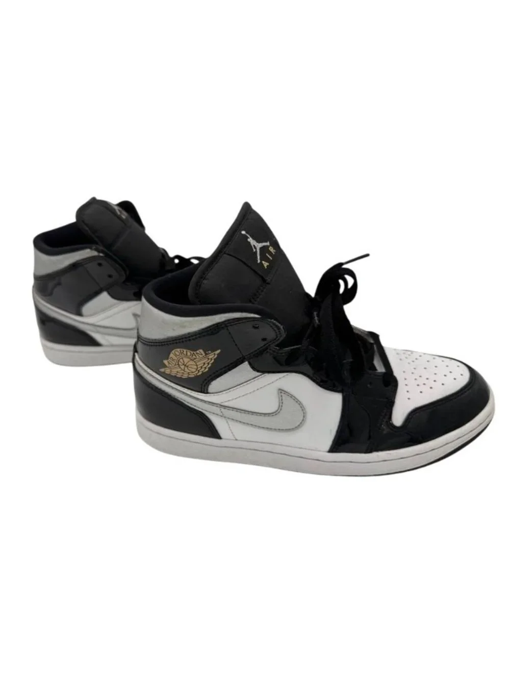 Nike Air Jordan 1 Mid SE Sneakers Patent Leather Black/White HV0789-010 Men's 9